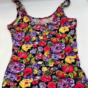 Black Floral OP Tank Top
